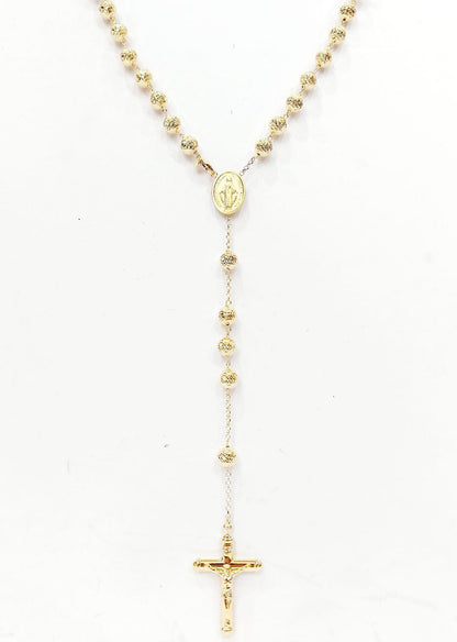 Collana rosario classico con sfere sfaccettate da 7,50mm Oro Giallo 18kt (750) - Oreficeria