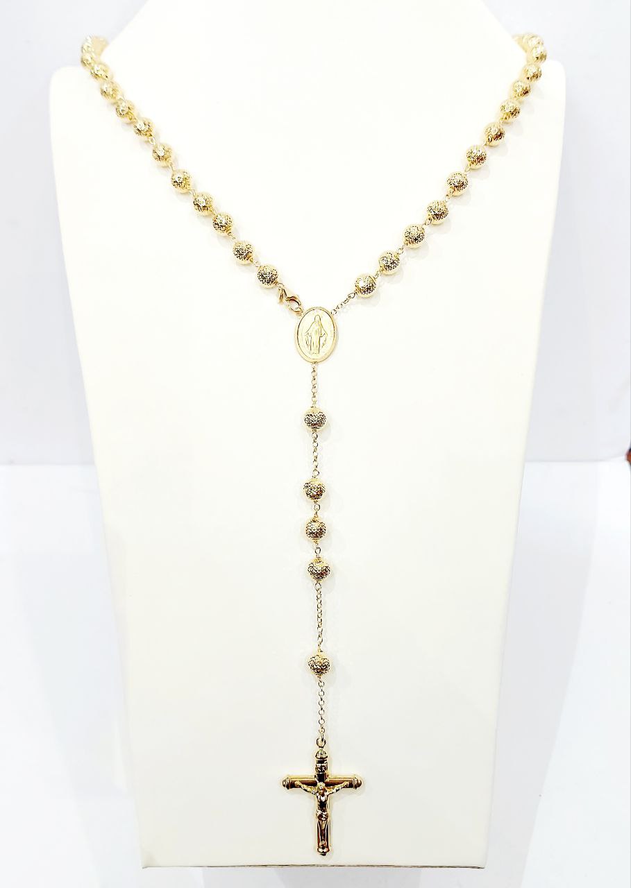 Collana rosario classico con sfere sfaccettate da 7,50mm Oro Giallo 18kt (750) - Oreficeria