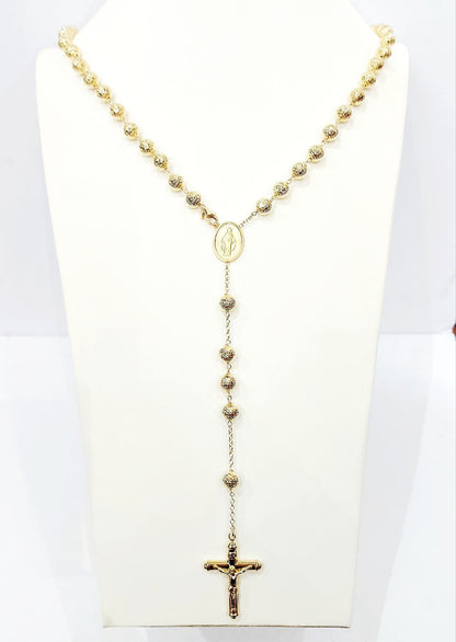 Collana rosario classico con sfere sfaccettate da 7,50mm Oro Giallo 18kt (750) - Oreficeria