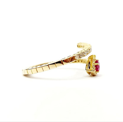 Anello contrarié Astralia con diamanti 0,42 ct e rubino 0,35 ct in Oro Giallo 18 kt (750)