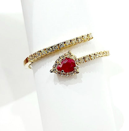 Anello contrarié Astralia con diamanti 0,42 ct e rubino 0,35 ct in Oro Giallo 18 kt (750)