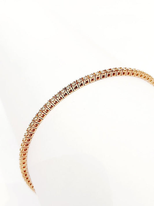 Bracciale Tennis a filo in Oro Rosa con Diamanti 1,90 ct con certificazione gemmologica 18kt (750)