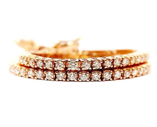 Bracciale Tennis a filo in Oro Rosa con Diamanti 1,90 ct con certificazione gemmologica 18kt (750)