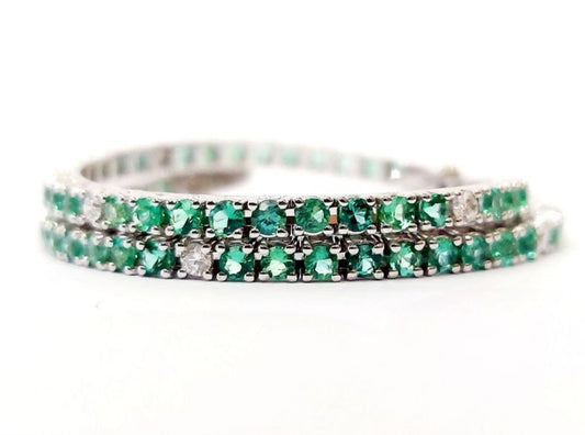 Bracciale tennis Astralia con Diamanti 0,28 ct e Smeraldi 3,15 ct in Oro Bianco 18 kt (750)
