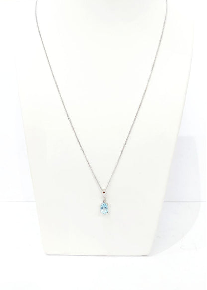 Collana con pendente Acquamarina 1,35 ct e Diamante 0,07 ct in Oro Bianco 18 kt (750)