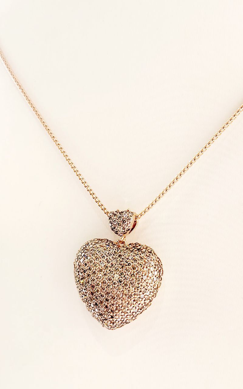 Collana e ciondolo cuore in Oro Rosa con Diamanti ct 3,15 - 18 Kt (750)