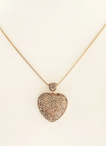 Collana e ciondolo cuore in Oro Rosa con Diamanti ct 3,15 - 18 Kt (750)