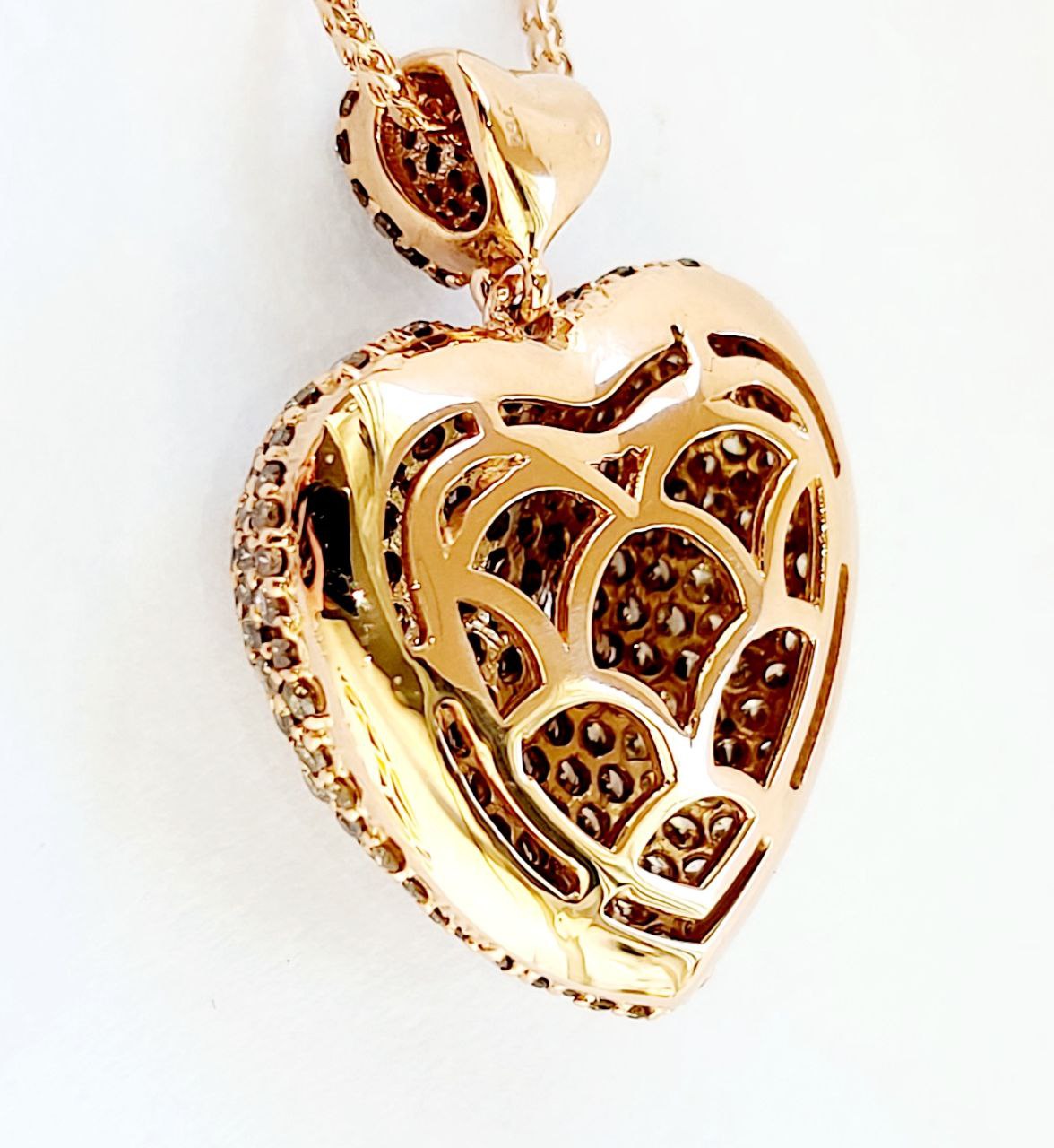 Collana e ciondolo cuore in Oro Rosa con Diamanti ct 3,15 - 18 Kt (750)