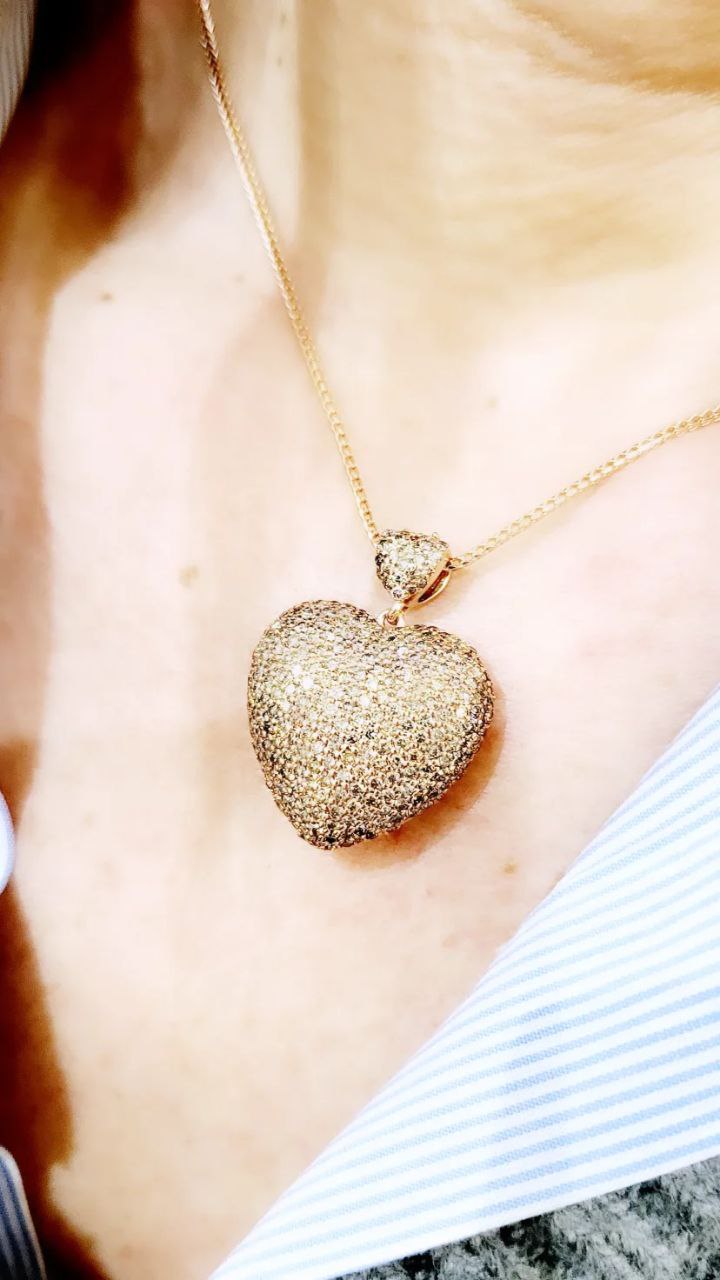 Collana e ciondolo cuore in Oro Rosa con Diamanti ct 3,15 - 18 Kt (750)