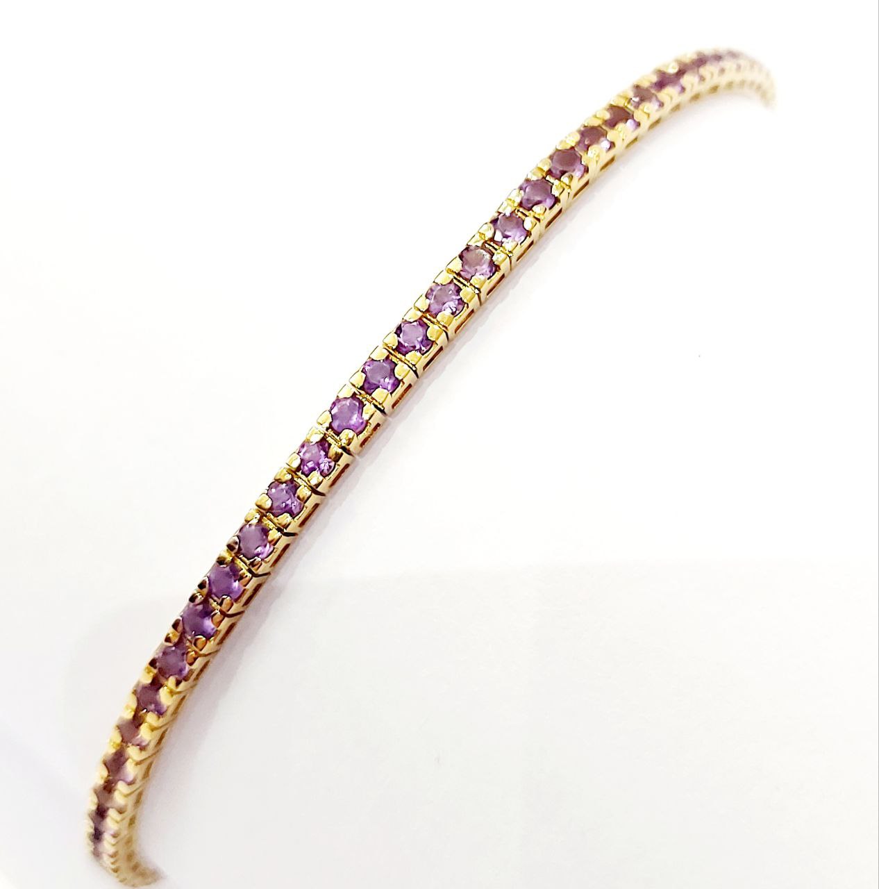 Gulicx, bracciale Tennis, argento/oro, con 5 cristalli ovali rubino/zaffiro/ametista color viola/bianco/blu/rosso, ottone, colore: Red, cod. L113d Gulicx, bracciale Tennis, argento/oro, con 5 cristalli ovali rubino/zaffiro/ametista color viola/bianco/blu/rosso, ottone, colore: Red, cod. L113d