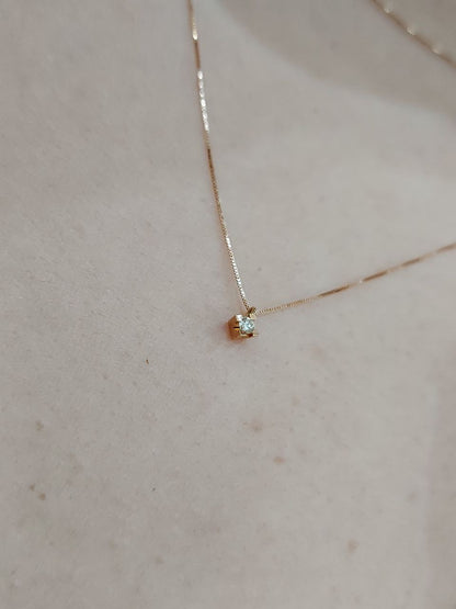 Collana con pendente punto luce in Oro Rosa con Diamante 0,15 ct 18 kt (750)