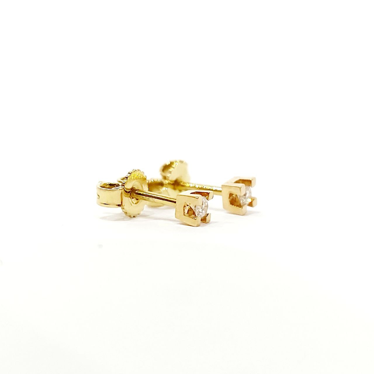 Orecchini punto luce tornito con Diamanti 0,06 ct in Oro Giallo 18 kt (750)