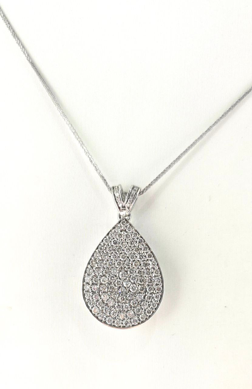 Collana pendente Goccia  pave' con Diamanti 1,67 ct in Oro bianco 18 kt (750)