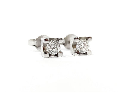 Orecchini punto luce tornito con Diamanti 0,40 ct in Oro Bianco 18 kt (750)