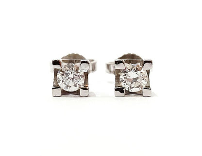 Orecchini punto luce tornito con Diamanti 0,40 ct in Oro Bianco 18 kt (750)
