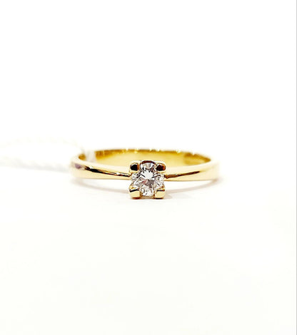 Anello Solitario modello 4 griffe con Diamante 0,25 ct in Oro Giallo 18 kt (750)