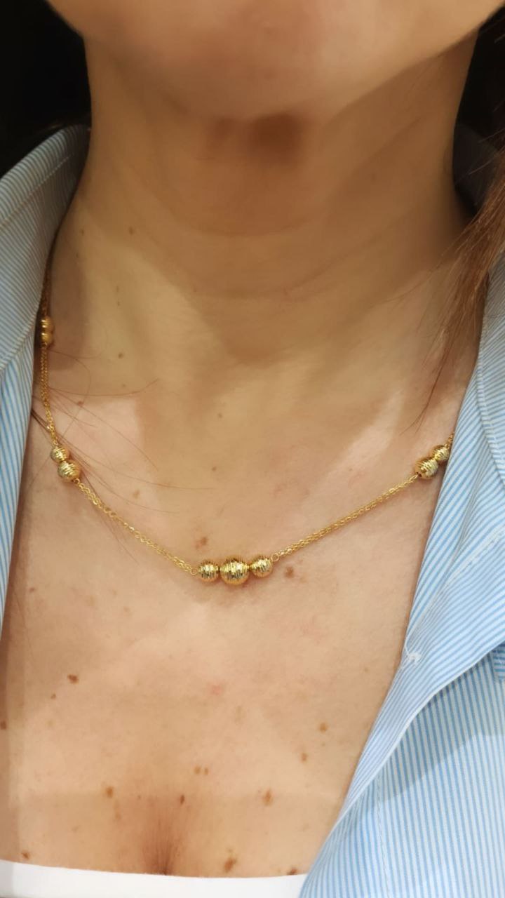 Collana collier Donna con sfere sfacettatte Oro Giallo 18 kt (750) - Oreficeria