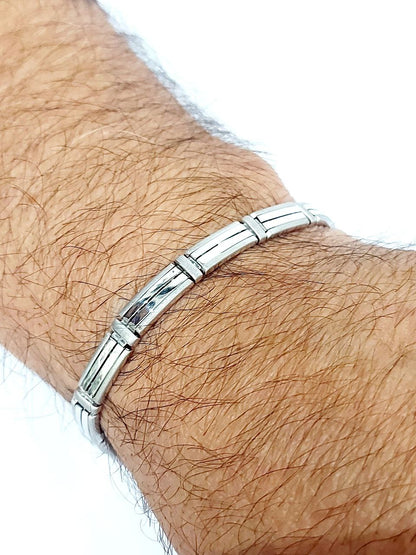 Bracciale piastre lucide e satinate in oro 18 kt - oreficeria