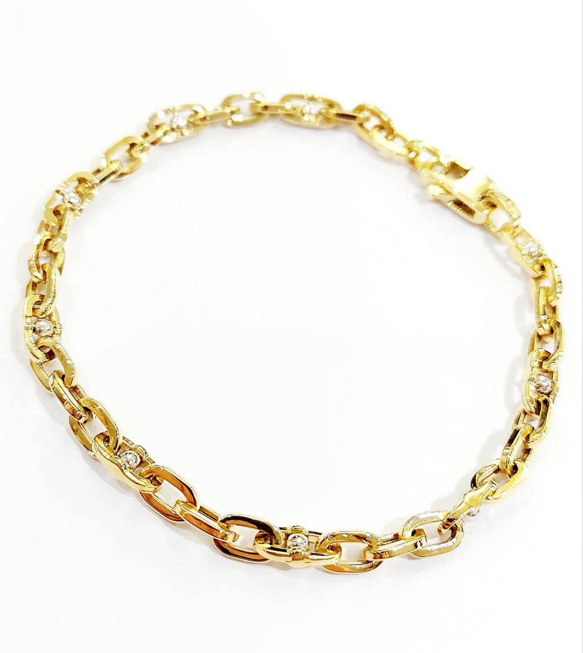 Bracciale Oro bianco e Oro Giallo 18 kt (750) catena maglie traversino - Oreficeria