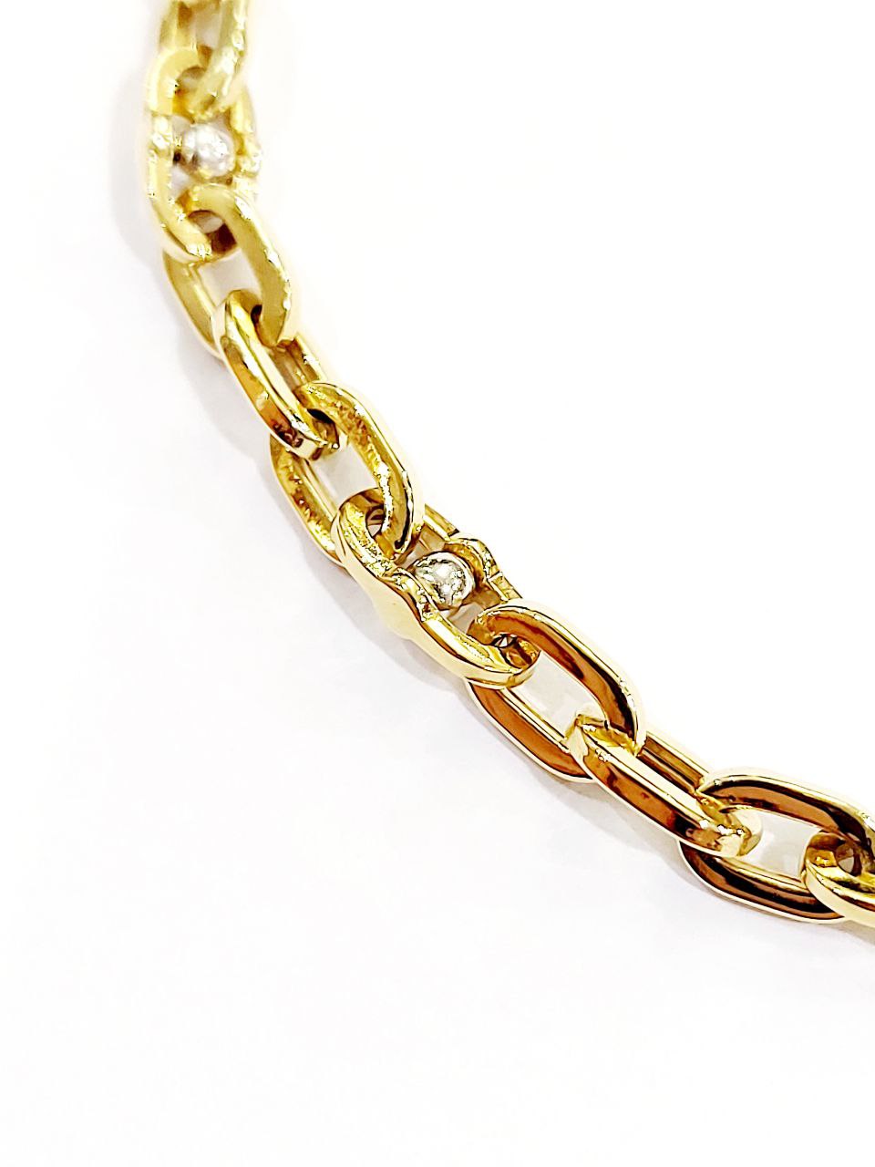 Bracciale Oro bianco e Oro Giallo 18 kt (750) catena maglie traversino - Oreficeria