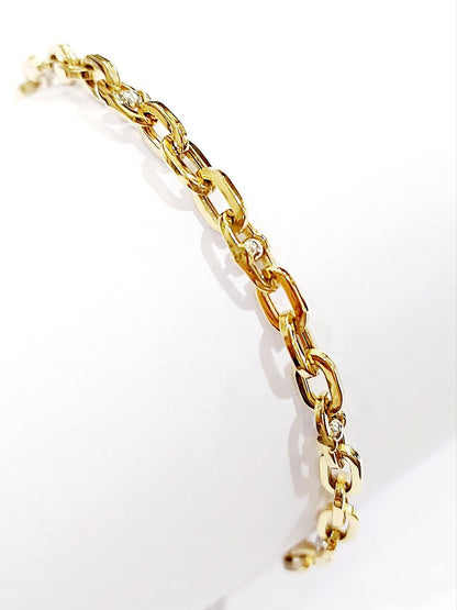 Bracciale Oro bianco e Oro Giallo 18 kt (750) catena maglie traversino - Oreficeria