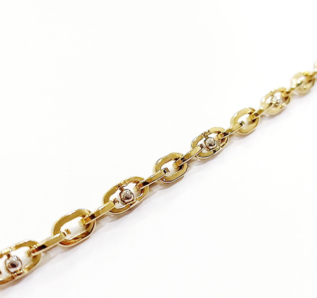 Bracciale Oro bianco e Oro Giallo 18 kt (750) catena maglie traversino - Oreficeria