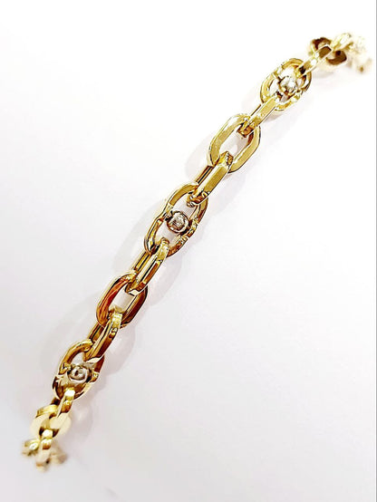 Bracciale Oro bianco e Oro Giallo 18 kt (750) catena maglie traversino - Oreficeria