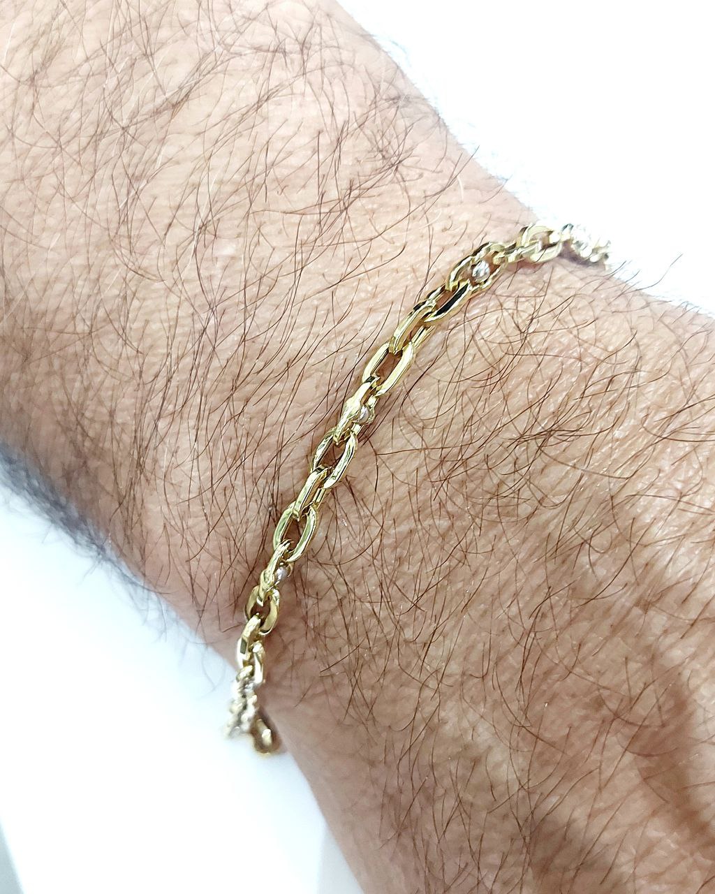 Bracciale Oro bianco e Oro Giallo 18 kt (750) catena maglie traversino - Oreficeria