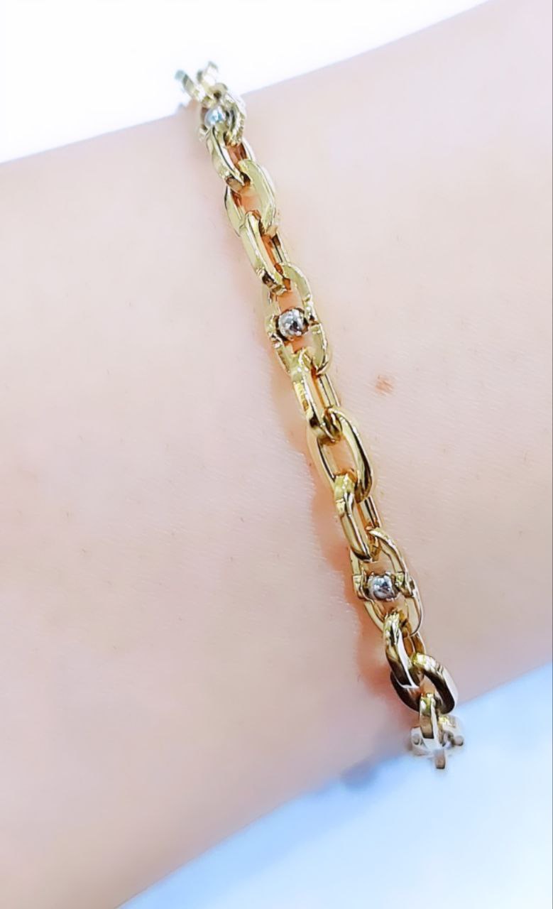 Bracciale Oro bianco e Oro Giallo 18 kt (750) catena maglie traversino - Oreficeria