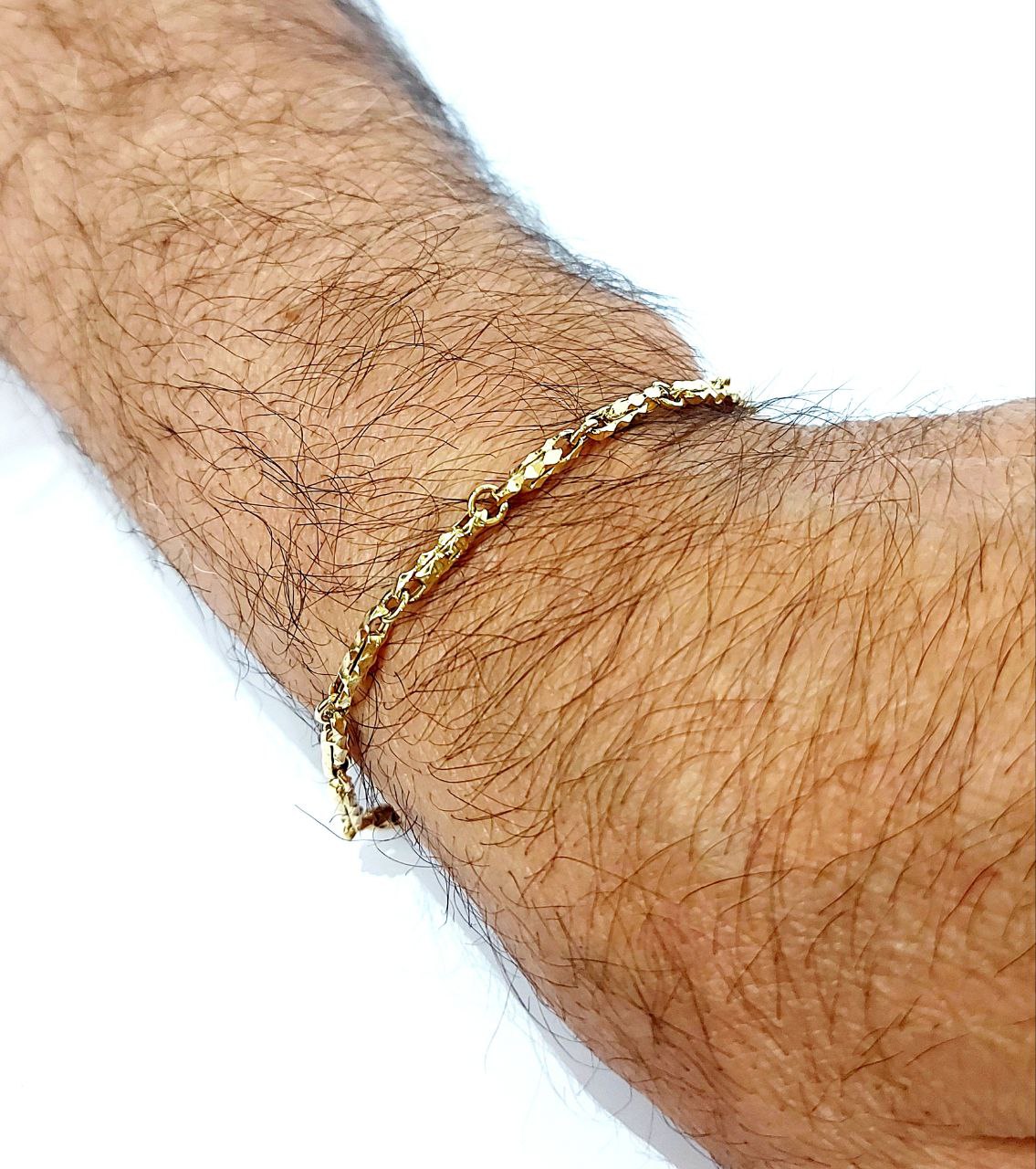 Bracciale Oro Giallo 18 kt-750 con lapislazzulo maglia bamboo