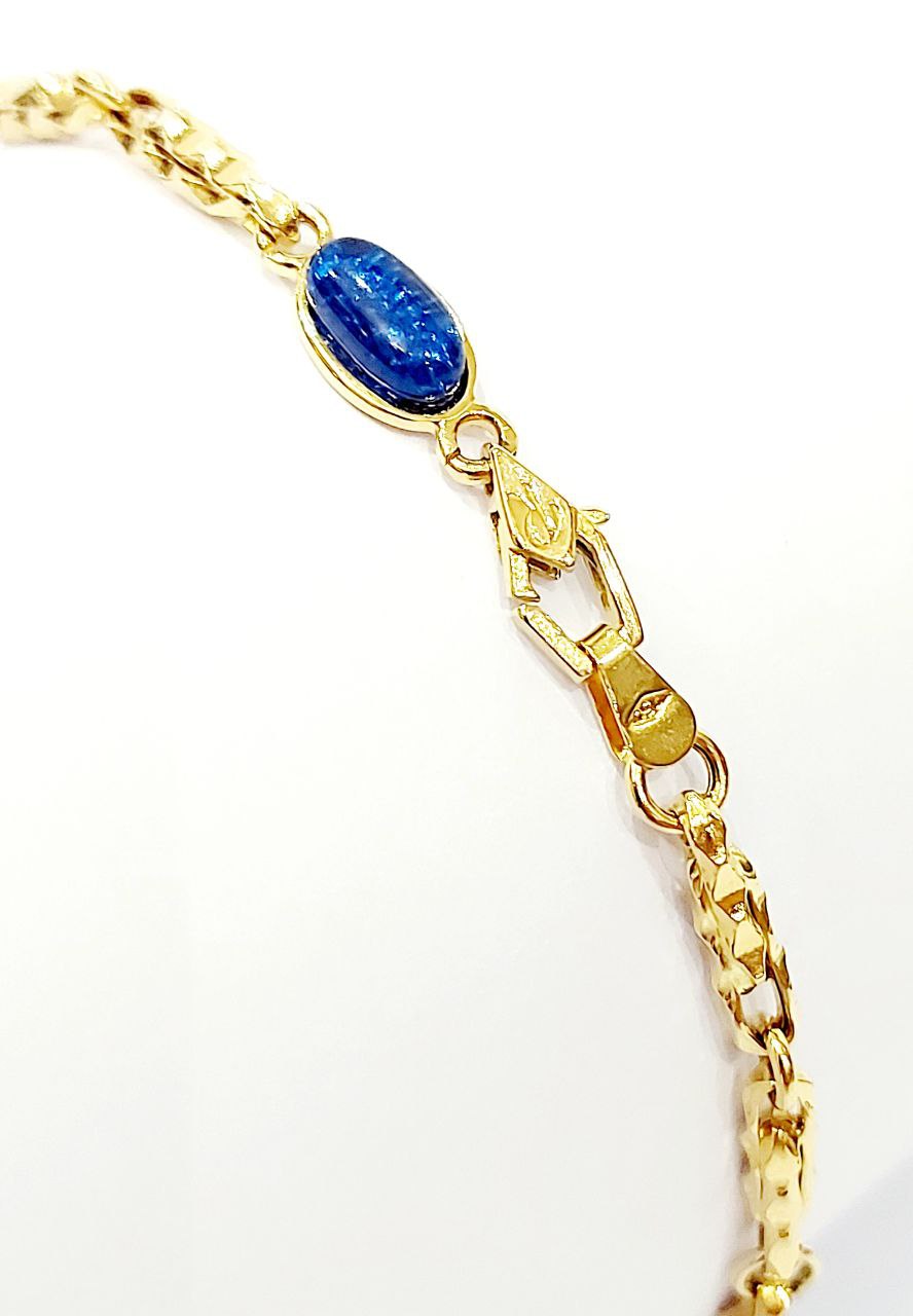 Bracciale Oro Giallo 18 kt-750 con lapislazzulo maglia bamboo