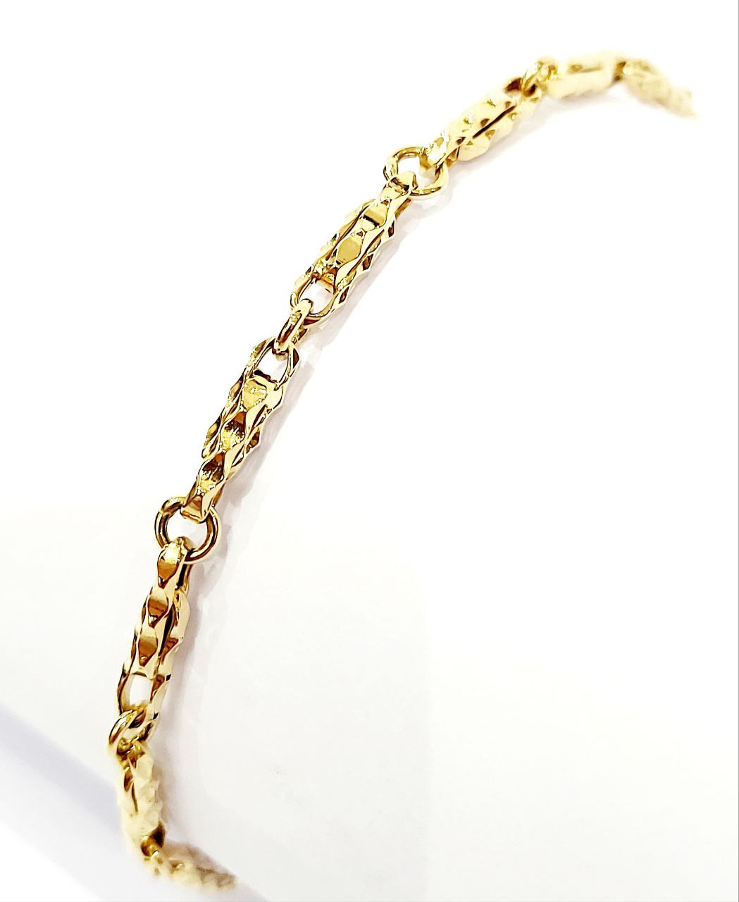 Bracciale Oro Giallo 18 kt-750 con lapislazzulo maglia bamboo