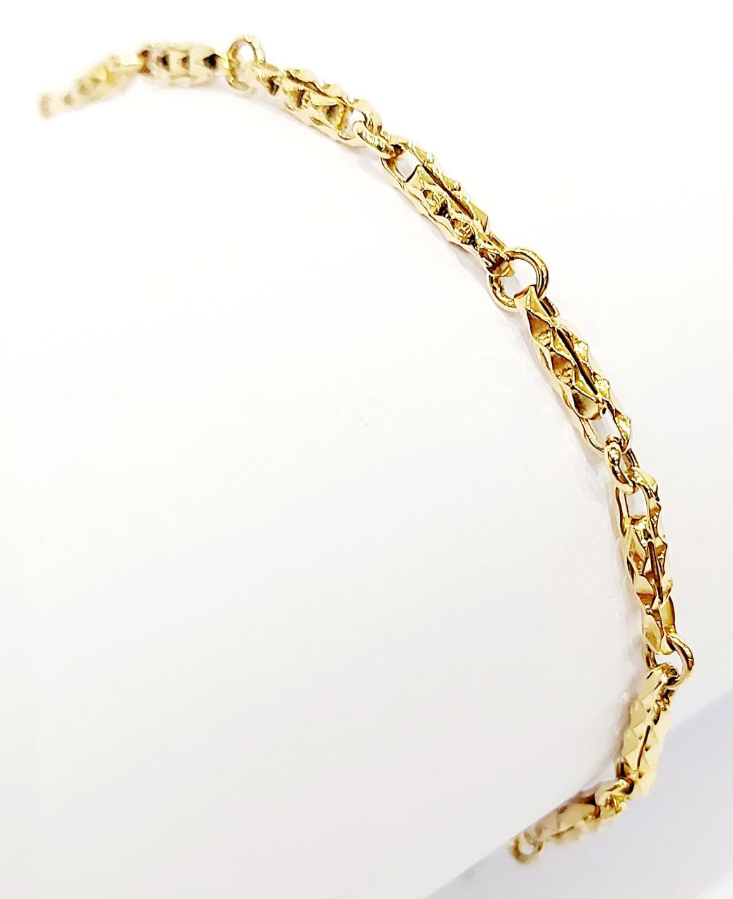 Bracciale Oro Giallo 18 kt-750 con lapislazzulo maglia bamboo