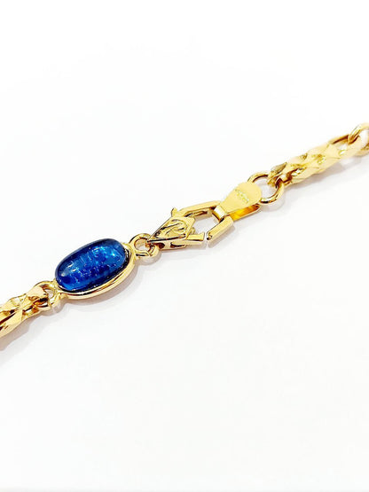 Bracciale Oro Giallo 18 kt-750 con lapislazzulo maglia bamboo