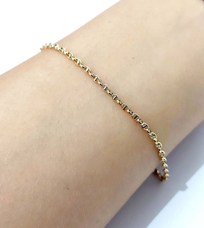 Bracciale Oro Bianco e Oro Giallo 18 kt-750 catena maglia traversino unisex - Oreficeria