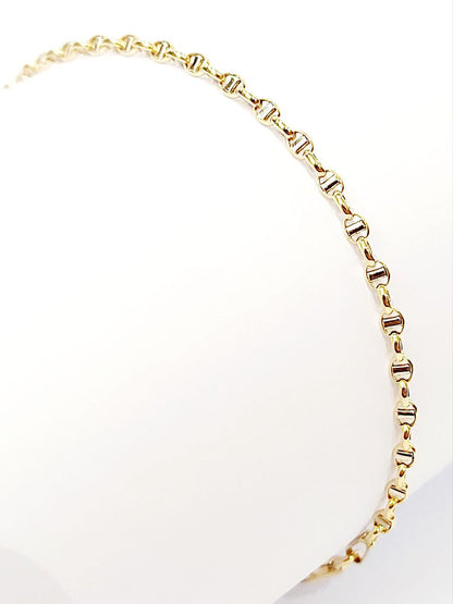 Bracciale Oro Bianco e Oro Giallo 18 kt-750 catena maglia traversino unisex - Oreficeria