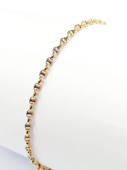 Bracciale Oro Bianco e Oro Giallo 18 kt-750 catena maglia traversino unisex - Oreficeria
