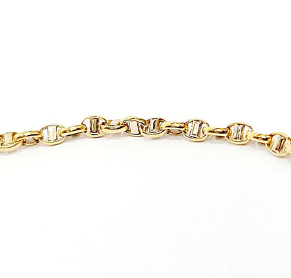 Bracciale Oro Bianco e Oro Giallo 18 kt-750 catena maglia traversino unisex - Oreficeria