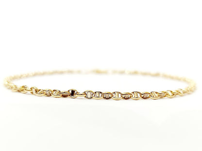 Bracciale Oro Bianco e Oro Giallo 18 kt-750 catena maglia traversino unisex - Oreficeria