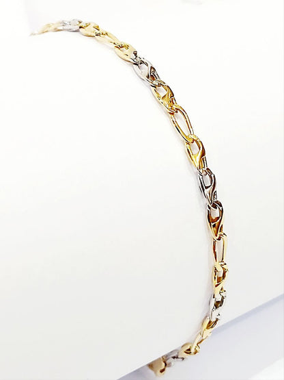 Bracciale Oro bianco e Oro Giallo 18 kt (750) catena piatta - Oreficeria