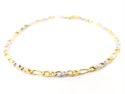 Bracciale Oro bianco e Oro Giallo 18 kt (750) catena piatta - Oreficeria