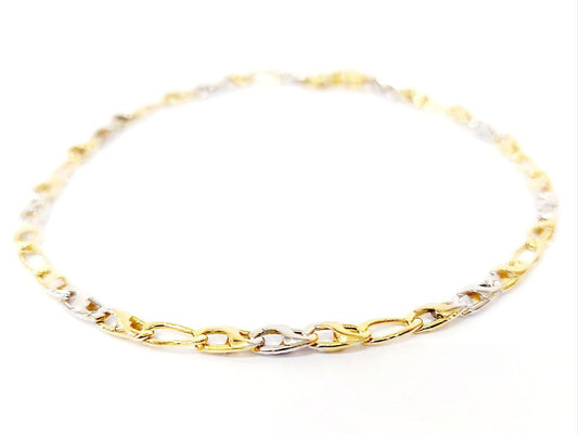 Bracciale Oro bianco e Oro Giallo 18 kt (750) catena piatta - Oreficeria