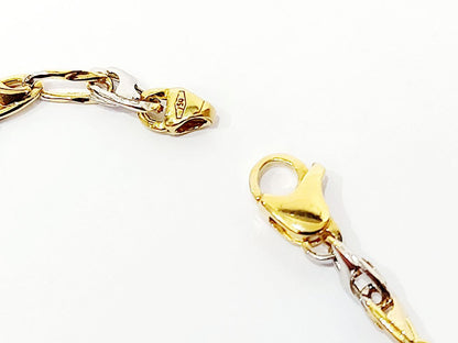 Bracciale Oro bianco e Oro Giallo 18 kt (750) catena piatta - Oreficeria
