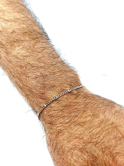 Bracciale Oro Bianco e Oro Giallo 18 kt (750) catena piatta unisex - Oreficeria