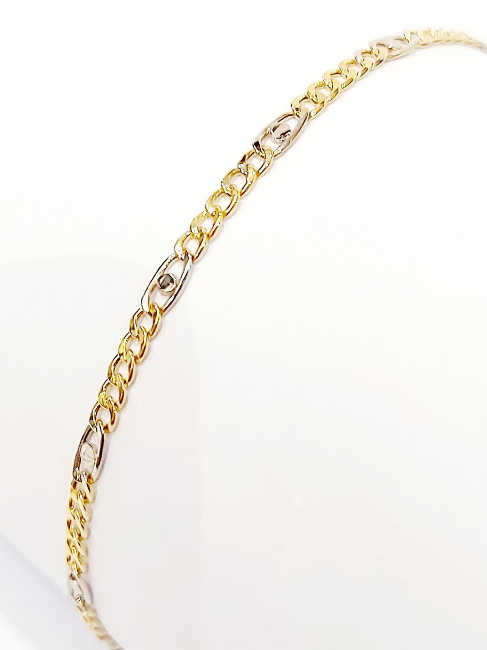 Bracciale Oro Bianco e Oro Giallo 18 kt (750) catena piatta unisex - Oreficeria