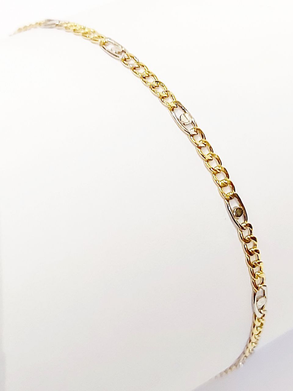 Bracciale Oro Bianco e Oro Giallo 18 kt (750) catena piatta unisex - Oreficeria