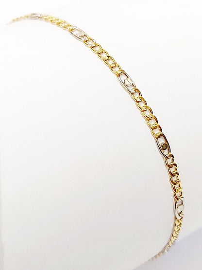 Bracciale Oro Bianco e Oro Giallo 18 kt (750) catena piatta unisex - Oreficeria