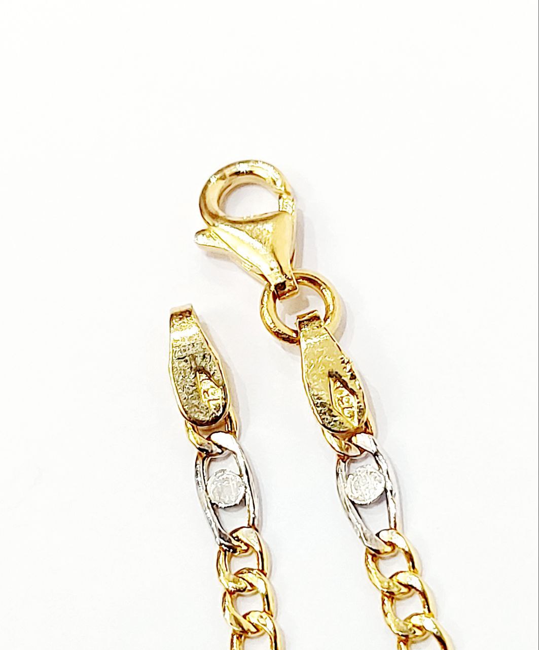 Bracciale Oro Bianco e Oro Giallo 18 kt (750) catena piatta unisex - Oreficeria