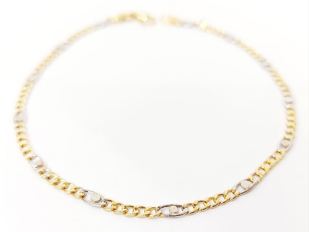 Bracciale Oro Bianco e Oro Giallo 18 kt (750) catena piatta unisex - Oreficeria