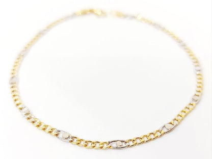 Bracciale Oro Bianco e Oro Giallo 18 kt (750) catena piatta unisex - Oreficeria